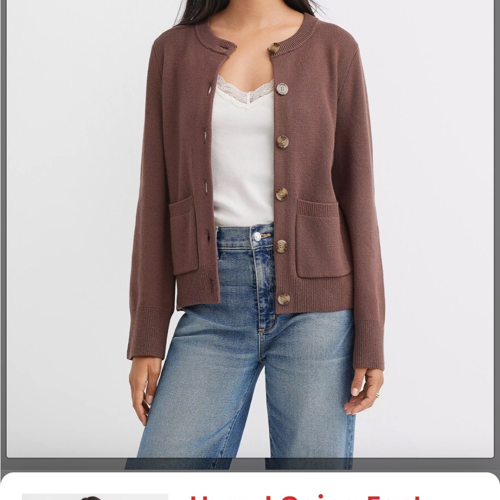 LOFT Brown Button-Up Cardigan